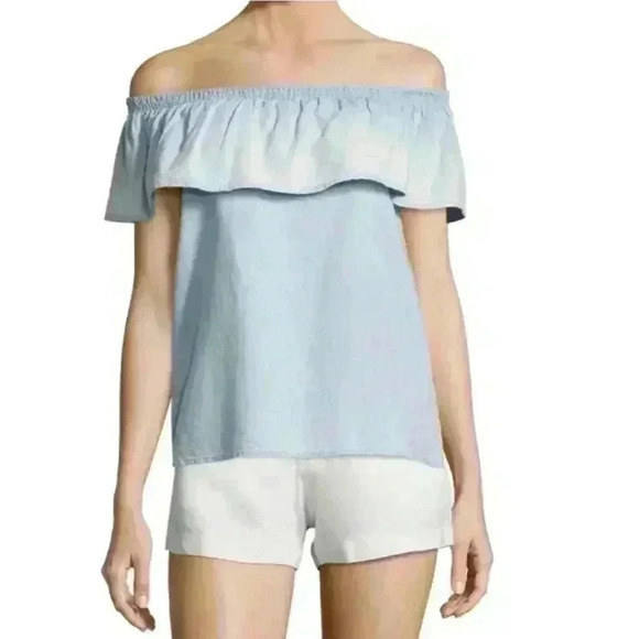 Soft joie chambray off the shoulder top size xs - Picture 2 of 12